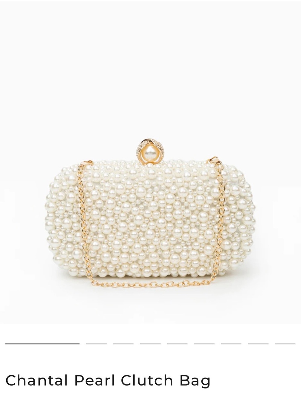 Chantal Pearl Evening Clutch - Ivory with Gold Chain